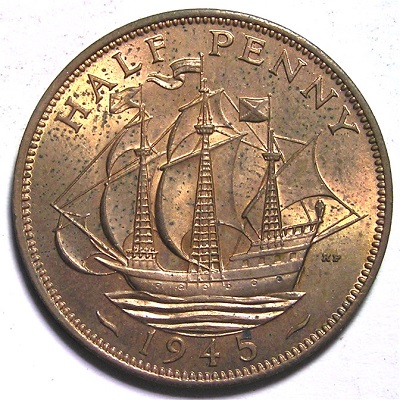 1945 UK Half Penny Value