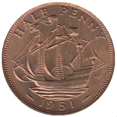 1951 UK Half Penny Value