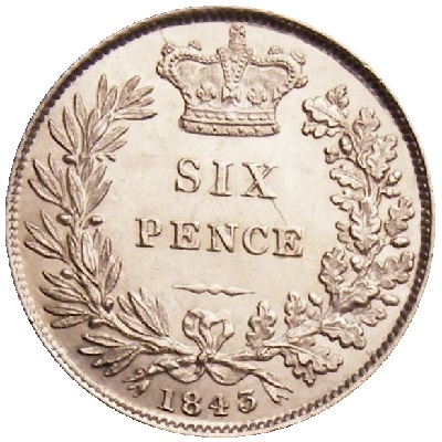 UK Sixpence 1843 Value
