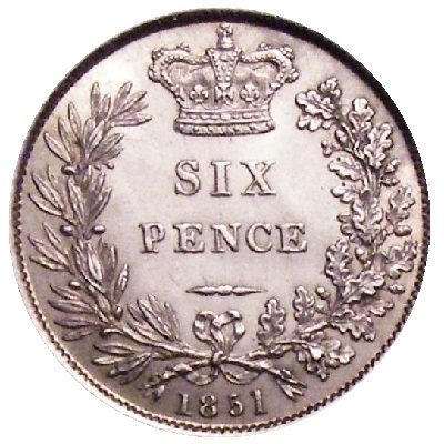 UK Sixpence 1851 Value
