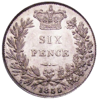 UK Sixpence 1855 Value
