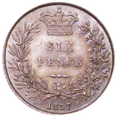 UK Sixpence 1857 Value