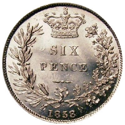 UK Sixpence 1858 Value