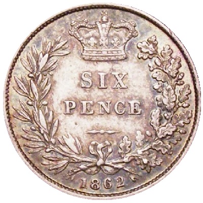 UK Sixpence 1862 Value