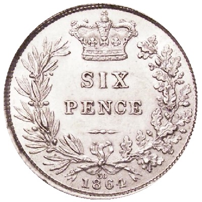 UK Sixpence 1864 Value