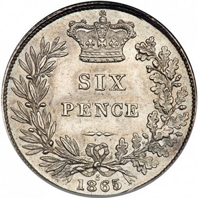 UK Sixpence 1865 Value