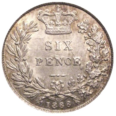 UK Sixpence 1866 Value