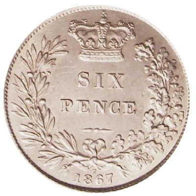 UK Sixpence 1867 Value