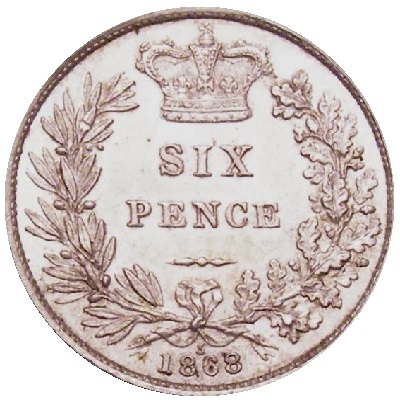 UK Sixpence 1868 Value