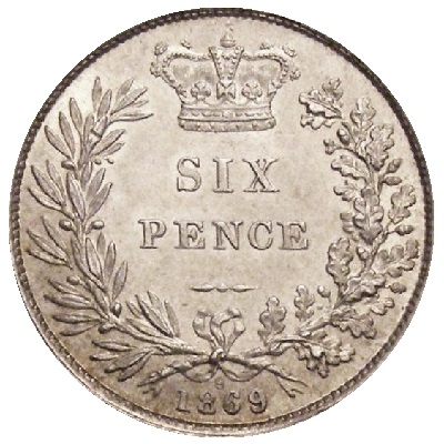 UK Sixpence 1869 Value