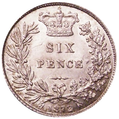 UK Sixpence 1872 Value
