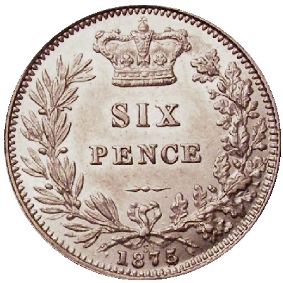UK Sixpence 1875 Value