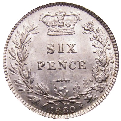 UK Sixpence 1880 Value