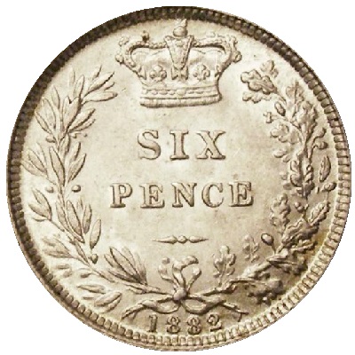 UK Sixpence 1882 Value