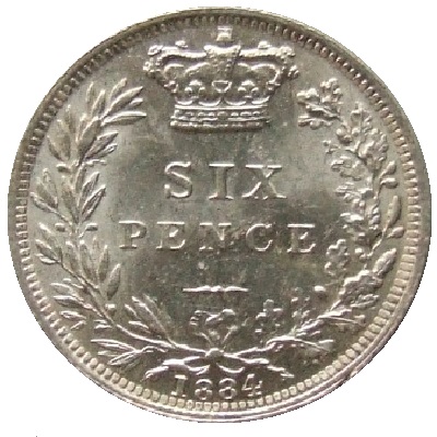 UK Sixpence 1884 Value