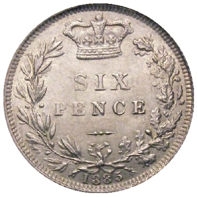 UK Sixpence 1885 Value