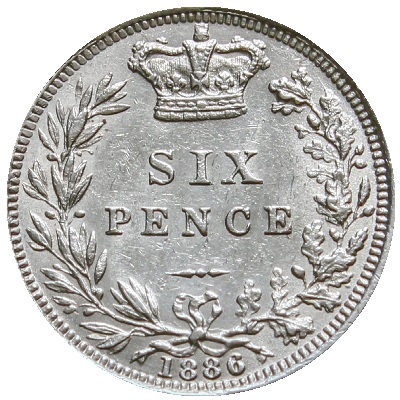 UK Sixpence 1886 Value