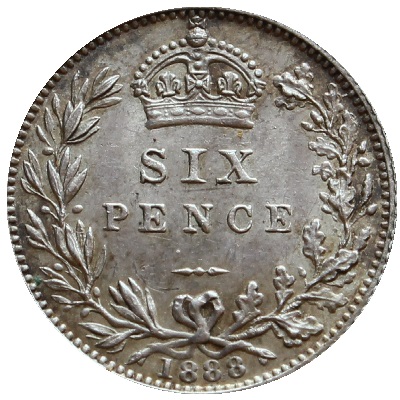 UK Sixpence 1888 Value