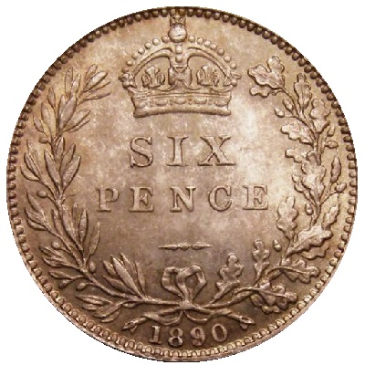 UK Sixpence 1890 Value