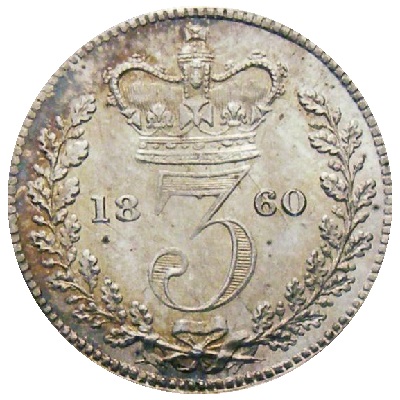 UK Threepence 1860 Value