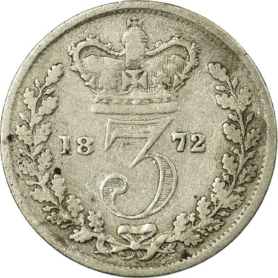 UK Threepence 1872 Value