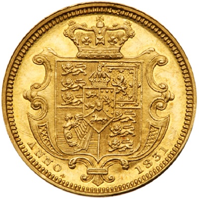 Gold 1831 half sovereign Value