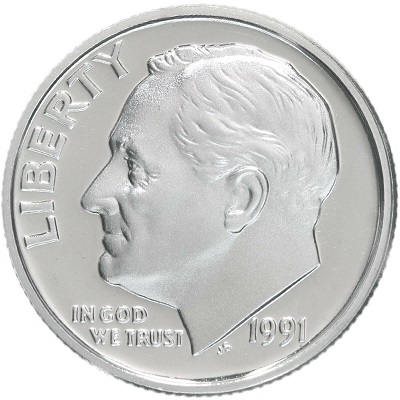 US 1991 Dime Value