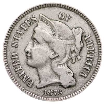 1873 US nickel, five-cent coin